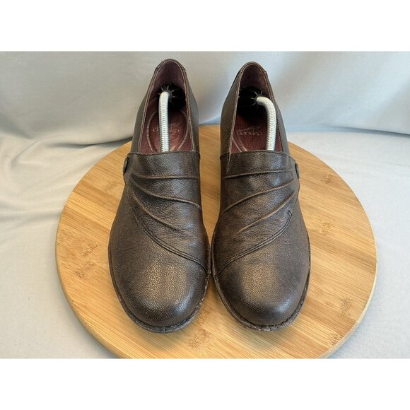 Dansko Aimee Wedge Size 40 (9.5-10)  Leather Brown Ruched Details - Picture 2 of 7